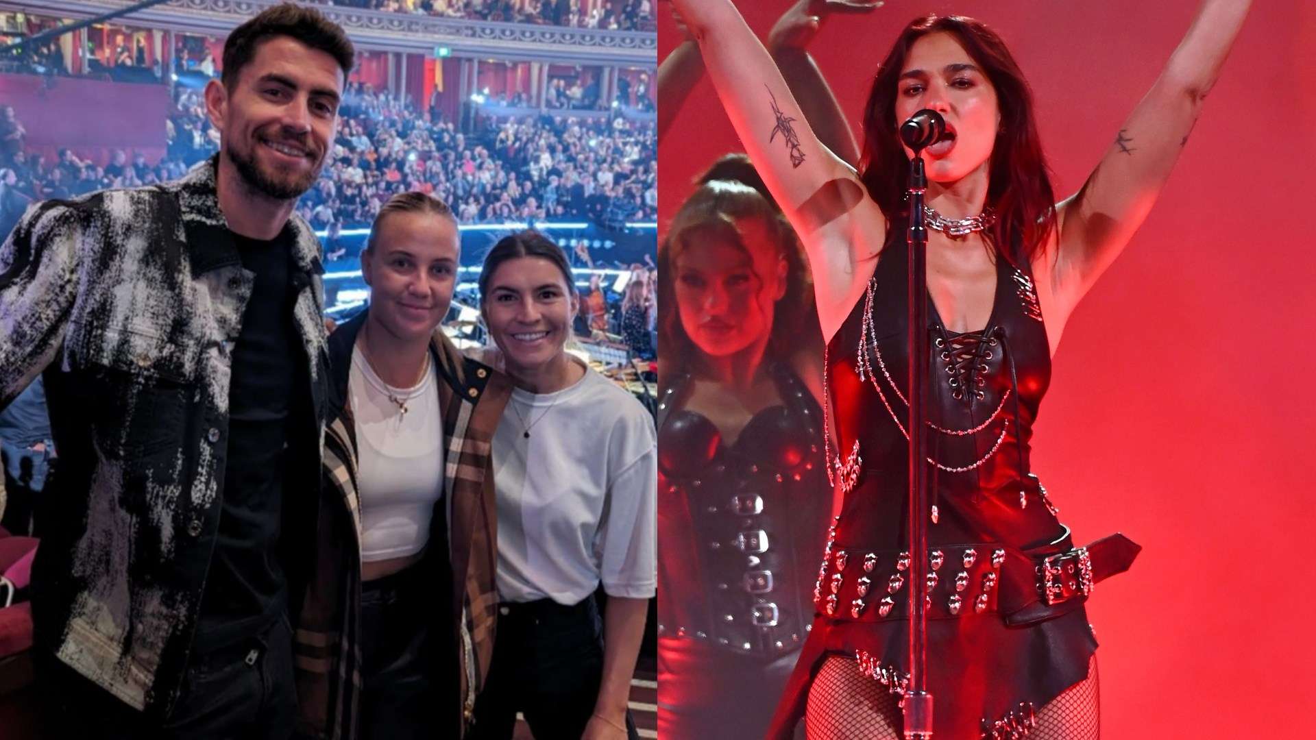 Jorginho attends Dua Lipa concert with Mead & Catley  