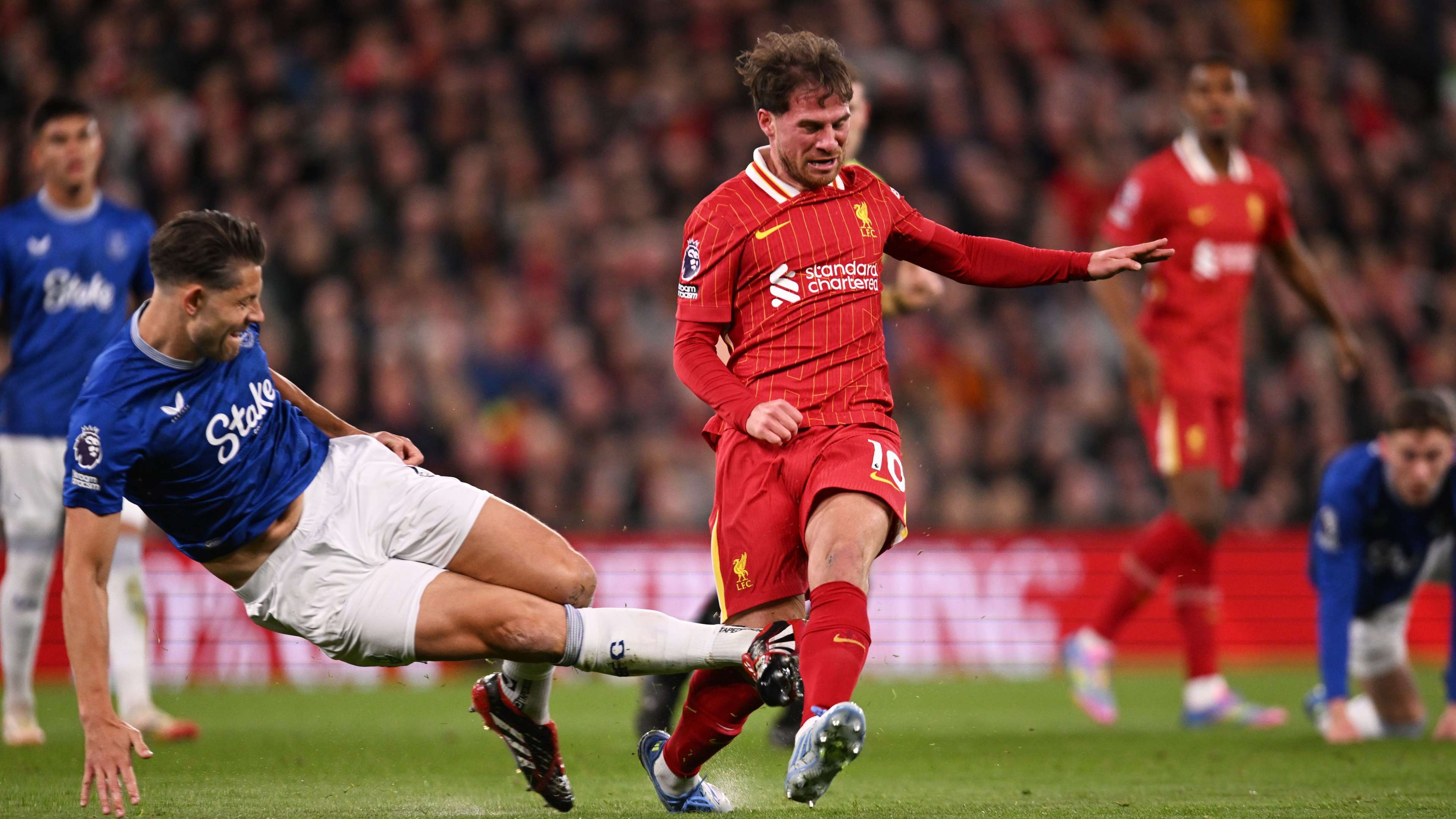 'That's assault!' - Liverpool fans lose it as Tarkowski escapes red  