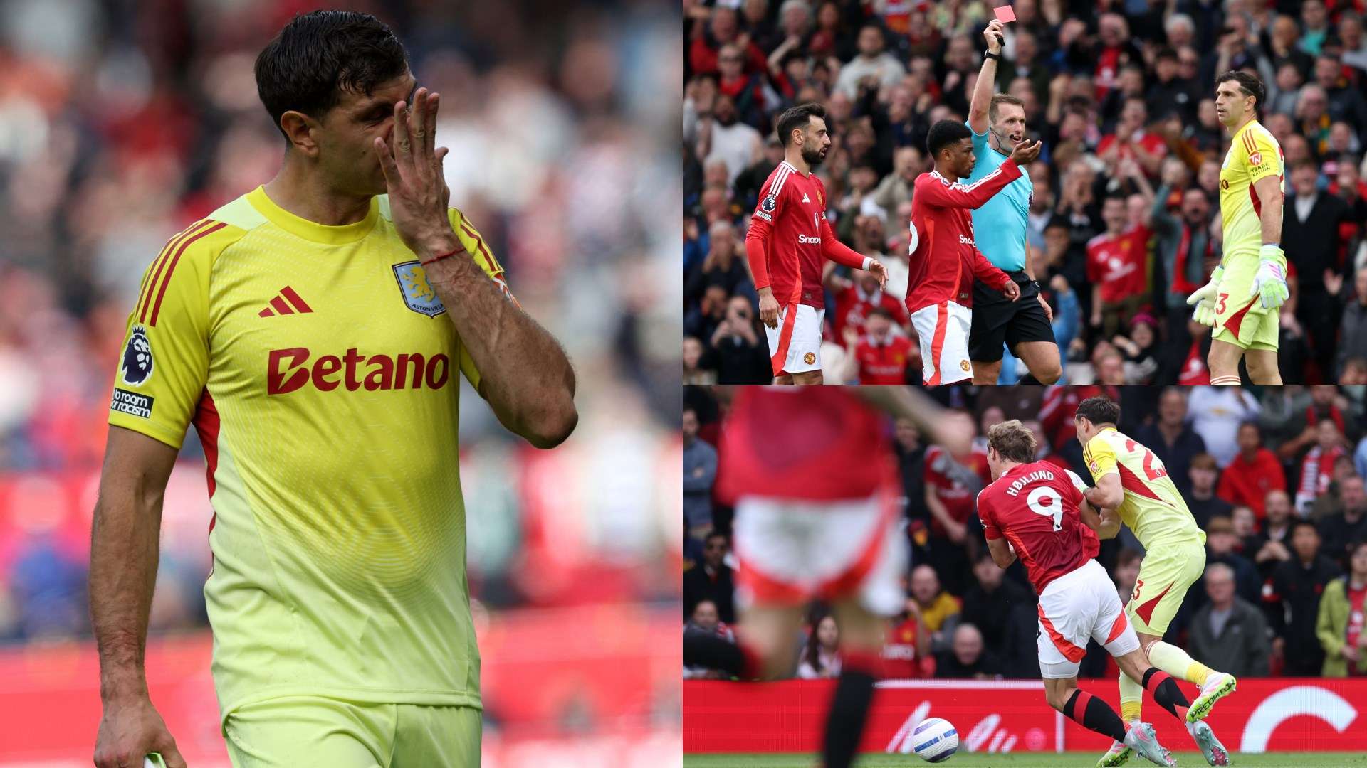Martinez, what are you doing?! Villa keeper sent off for CRAZY challenge on Hojlund  