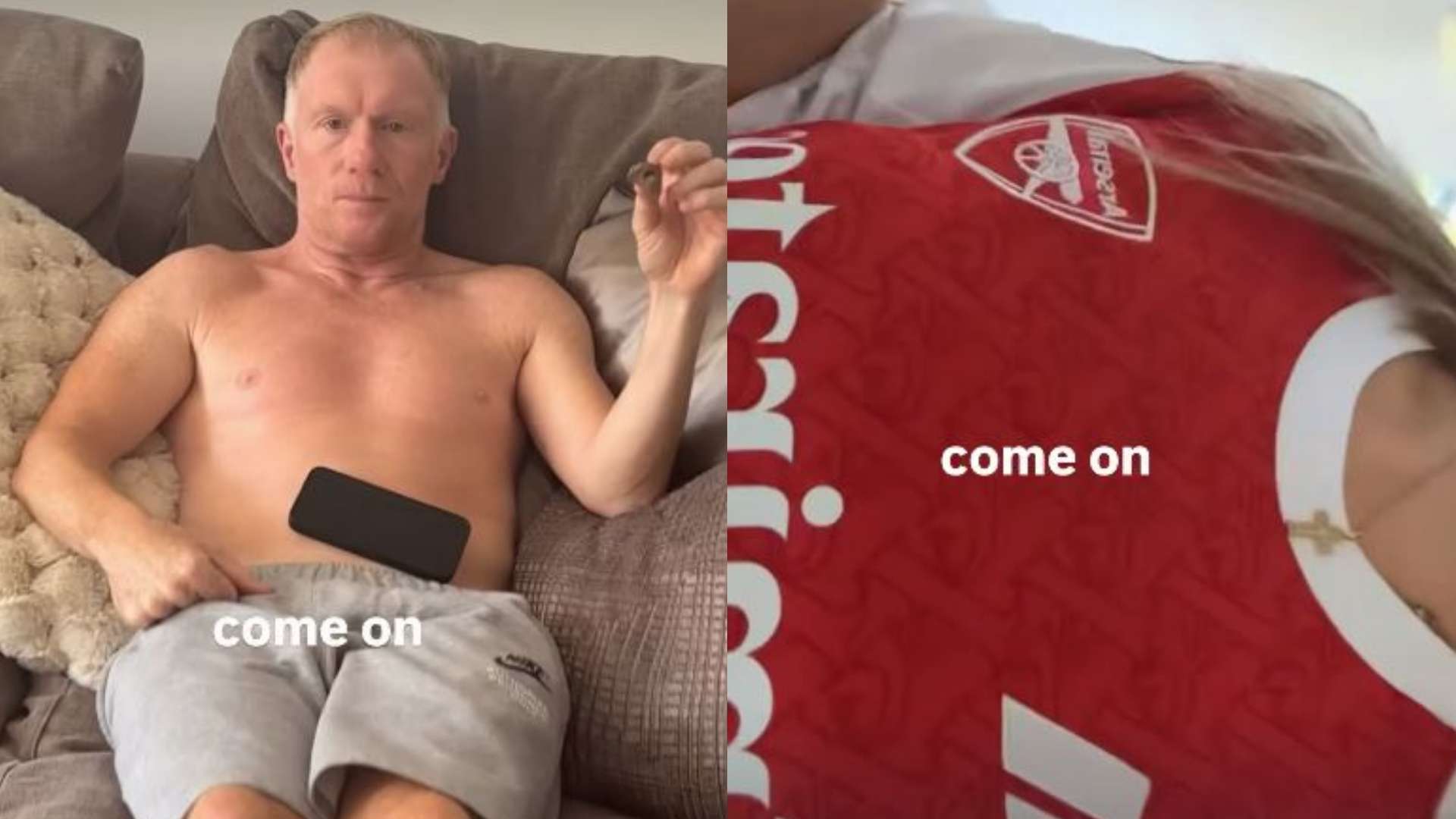 Scholes reacts as daughter wears Arsenal shirt during Man Utd clash  