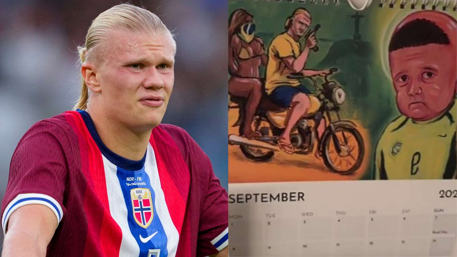 Haaland shows off bizarre calendar featuring him holding gun  