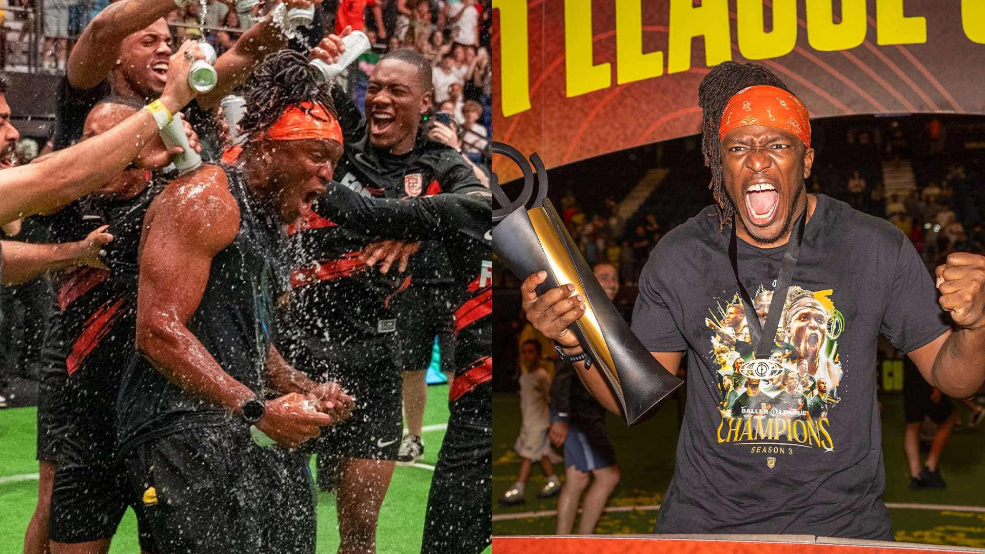 🎥 | KSI soaked! YouTube star celebrates Baller League title  