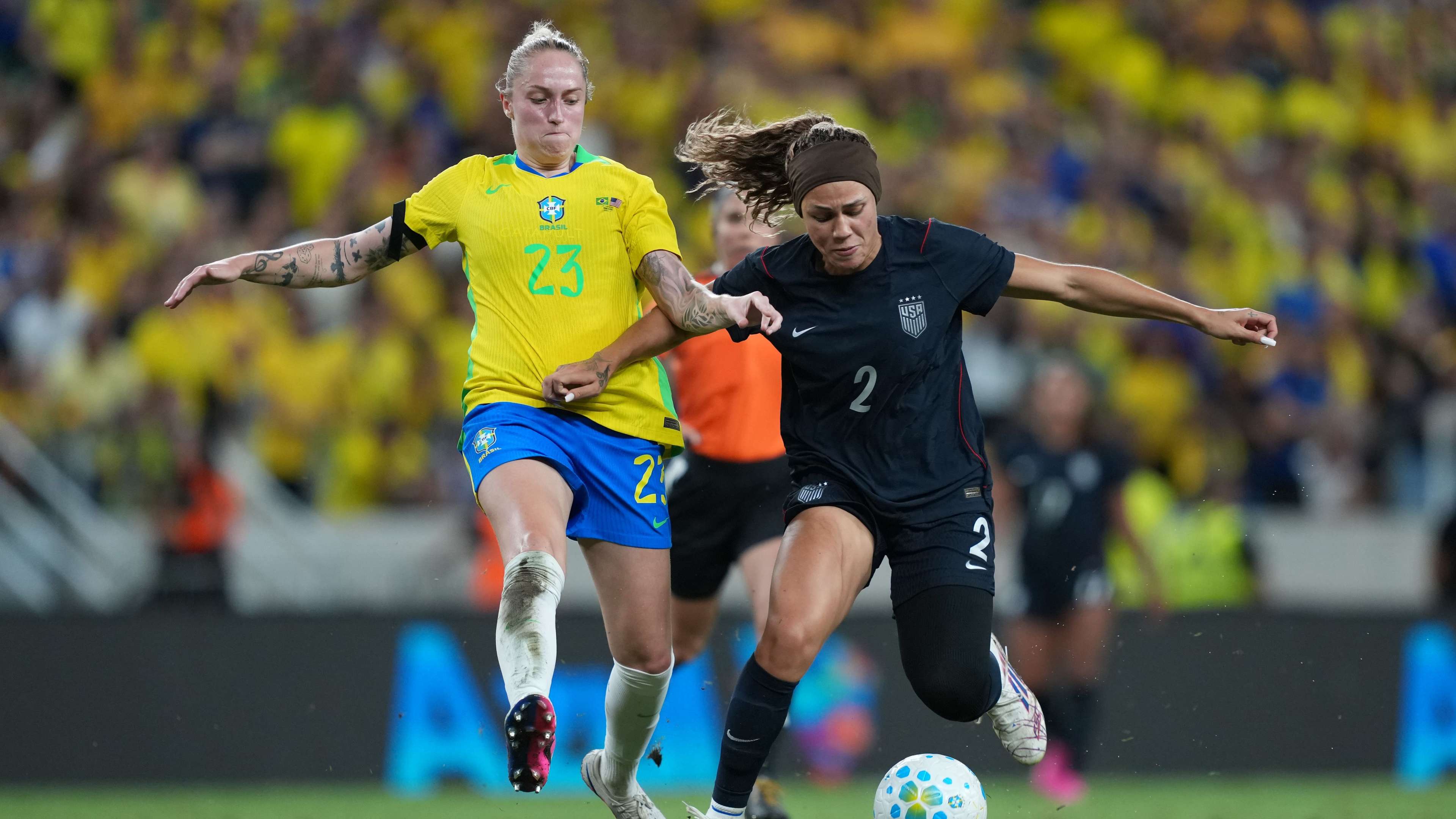 EIGHT red cards shown as USWNT edge Brazil in chaotic encounter  