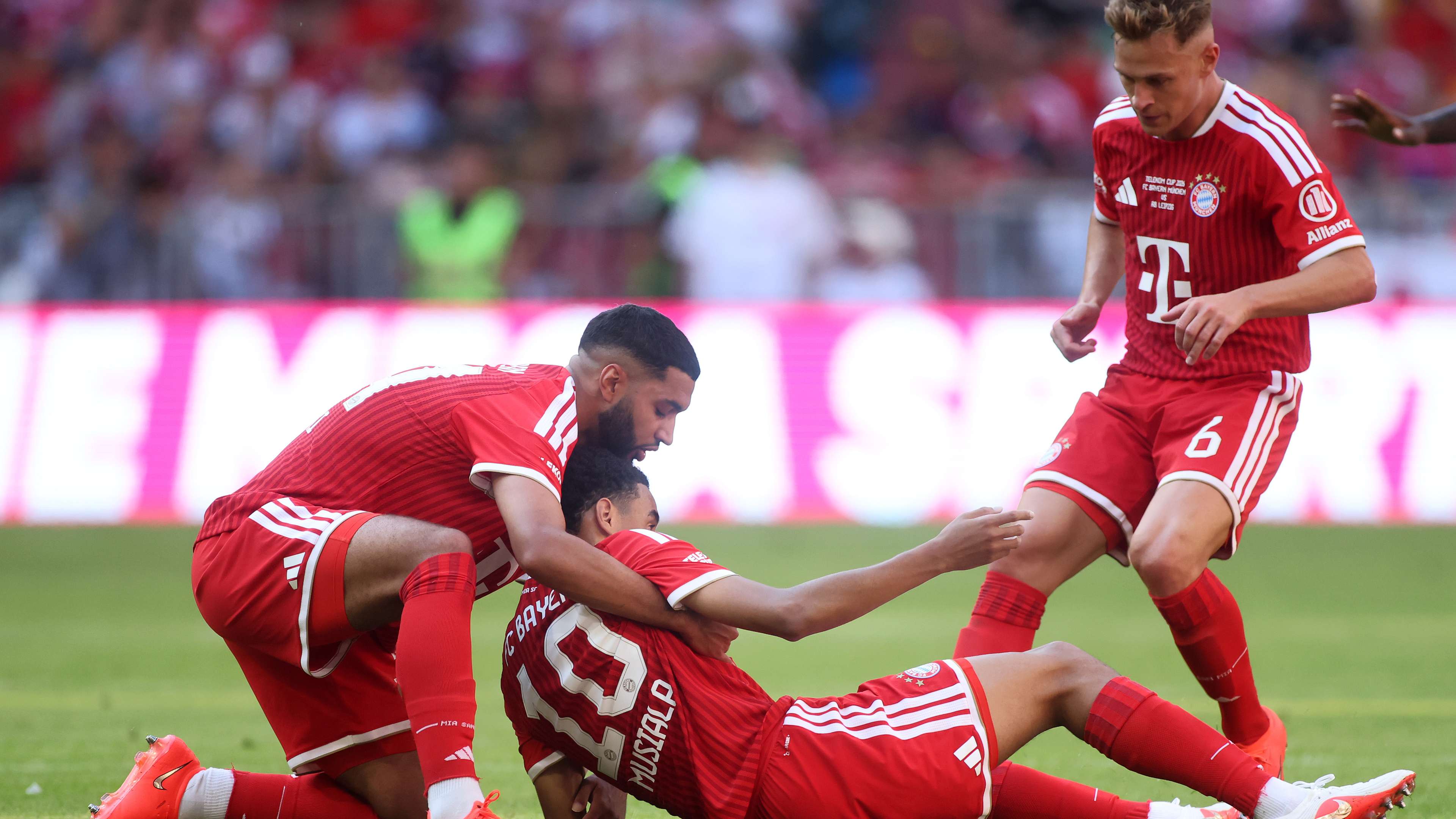 Worrying scene: Musiala faints and Al-Sibari rushes to help him  
