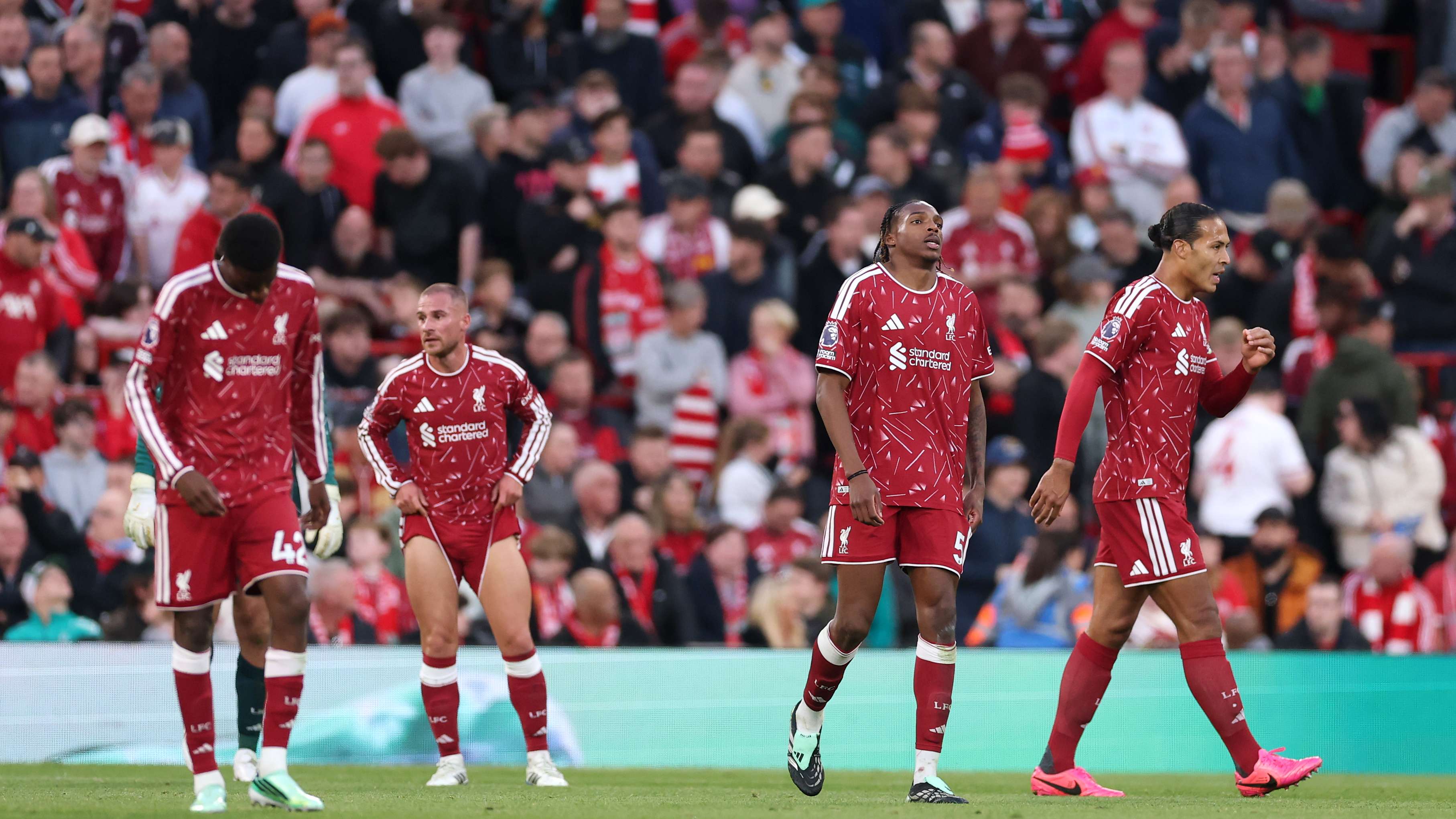 Sent off and two goals: Liverpool collapse against Manchester City in six minutes  